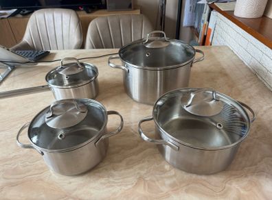 Stainless steel 4 piece pot set/cookware