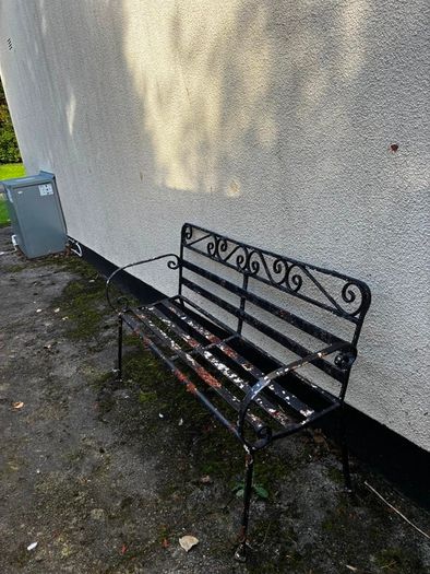 Vintage style black metal garden bench