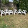 Six stackable garden chairs - white plastic Image 2