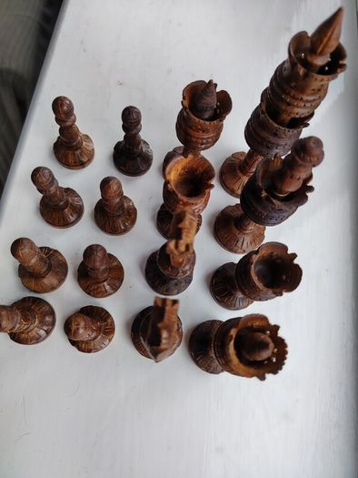 The Regency Company Lotus Flower Carved Chess pieces made of Sheesham