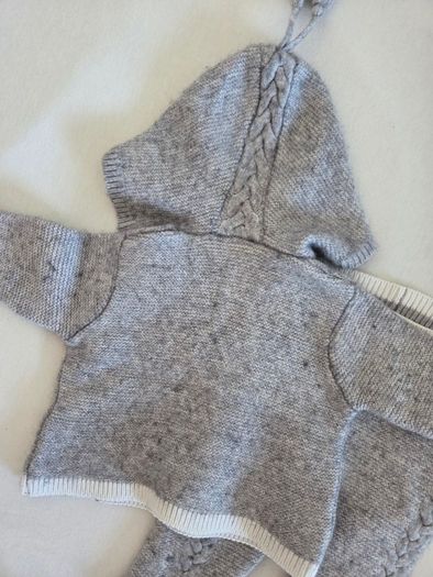 3m, Jacadi Paris Grey Baby Knit Hooded Set