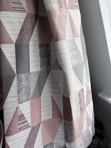 Pink & Grey Geometric Design Curtains