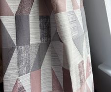 Pink & Grey Geometric Design Curtains