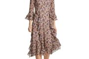 BNWT Marc Cain 100% Silk Floral Ruffle Midi Dress RRP 399