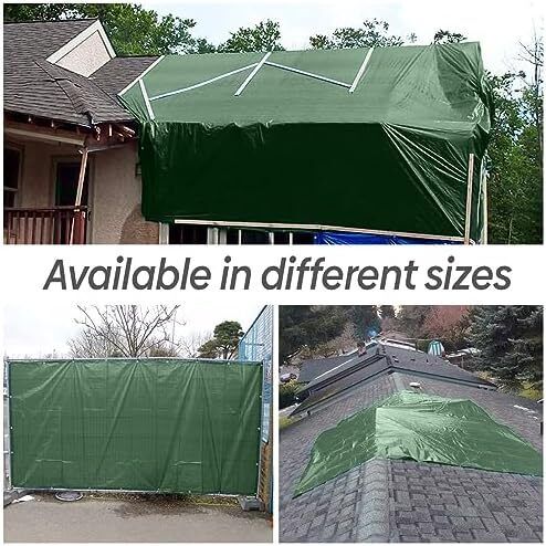 Green Tarpaulin Sheet 1.2m x 1.8m (Cut-Size) Lightweight PE Plastic Tarp 80gsm Water-Resistant Ground Sheet Multipurpose Small Tarpaulin Covers used for Garden Furniture Shed Camping (4ft x 6ft)
