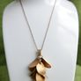 Vintage Long Sterling Silver 925 Gold Plated Leaf Pendant Necklace length 32" - 11g Image 2