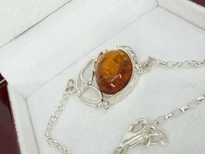 Silver bracelet Amber Solitaire Bracelet A Piece of Ancient Sunlight