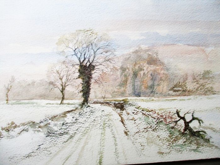 Unframed Watercolour, Winter Scene