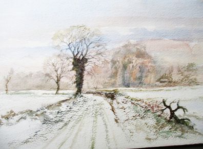 Unframed Watercolour, Winter Scene