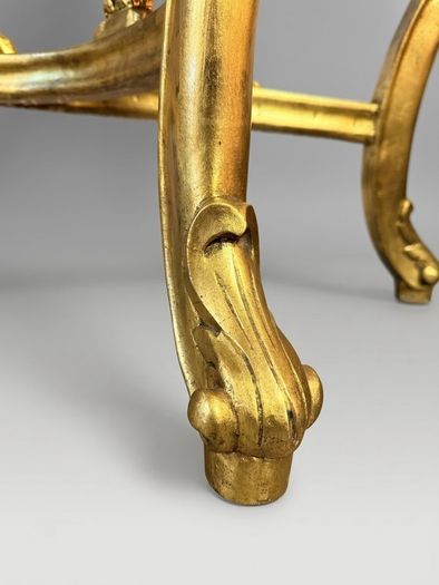 Carved Gilt Wood Console Table with Shaped Marble Top