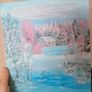Original Pastel Winter Landscape Acrylic Painting Image 3