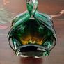 Vintage Green Art Glass Basket Vase by Josef Hospodka. Chribska Glassworks. Image 5