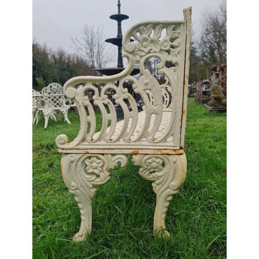 Bench Cast Iron Horse Shoe Large White CH-R-742-W