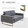 2 Seater Sofas for Living Room, Fabric Couch, Love Seat with Cushions and Steel Legs Image 4