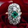 Vintage 1940s Emerald & Diamond Ring - Rose Gold Image 3