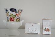 Miniature Aynsley Vase, Clock and Mantel Desk