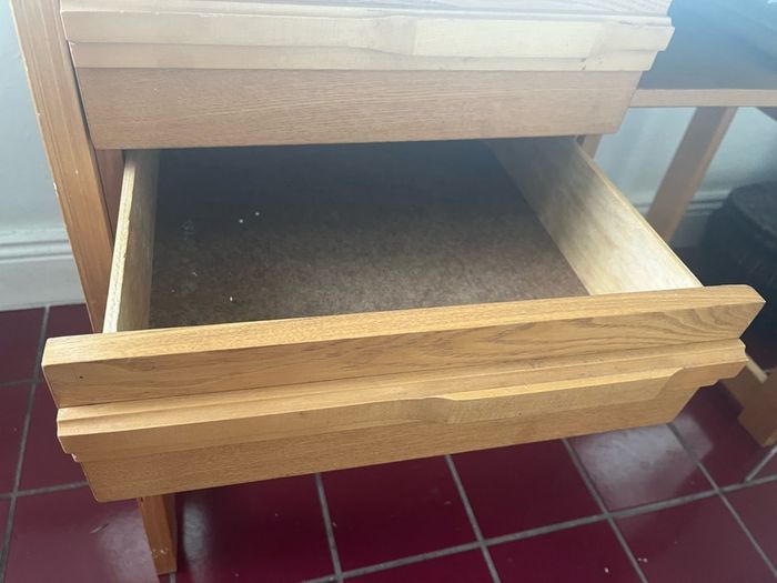 wooden desk with drawers