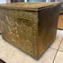 Large Vintage Ornament Embossed Brass coal or log storage box Image 7