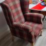 2 wingback armchairs, headboard & footstool Image 6