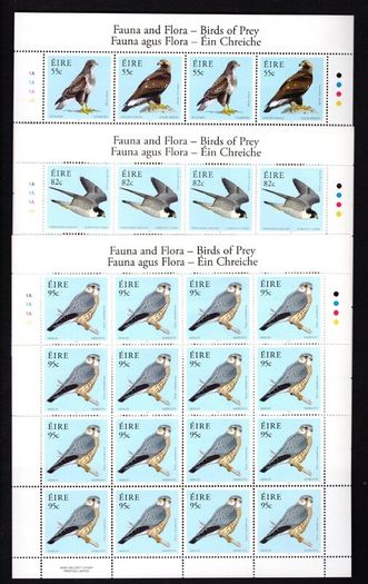 2010 Ireland Fauna & Flora: Birds of Prey Commemorative Stamps Sheetlet Plate 1A1A1A1A Mint Never Hinged (MNH)
