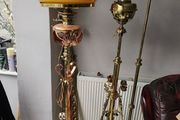 Victorian telescopic brass and copper lamps