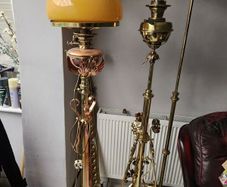 Victorian telescopic brass and copper lamps