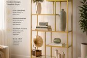180cm Modern Glass Display Shelf Black or Gold Metal Bookcase 6 Tier Shelving Unit