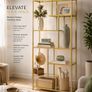 180cm Modern Glass Display Shelf Black or Gold Metal Bookcase 6 Tier Shelving Unit Image 4