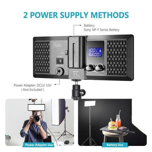 Neewer 144 pcs Dimmable Bi-color LED Video Light Kit with LCD Display