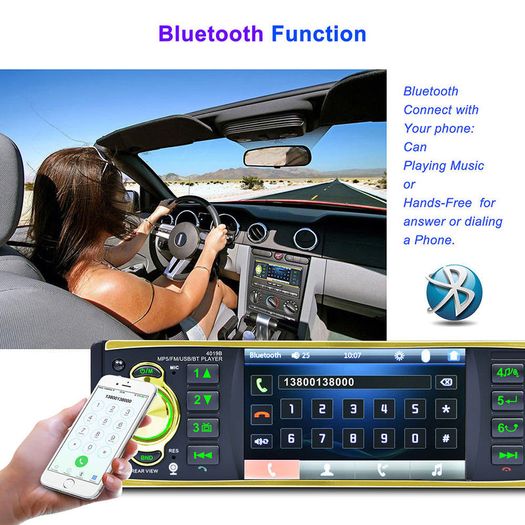 New Car Van 1 One Din MP3 player AUX Car Radio Audio Stereo USB AUX FM Radio Station Bluetooth Hands Free Handsfree with Rearview Camera Remote Control