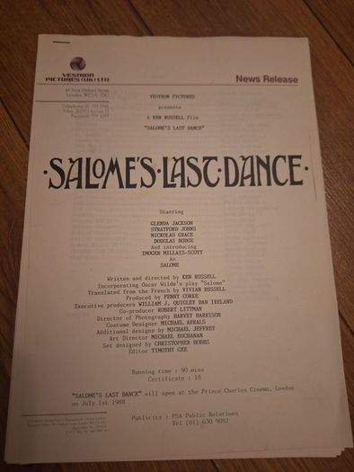 Salomes Last Dance Press Kit 1988