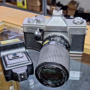 Praktica Super TL 1000 Camera + PrinzFlex 80-200mm MC Macro Lens + Praktica 1600 A Flash (Used)
