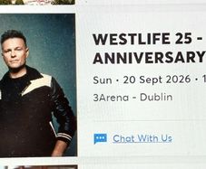 4 x Westlife seated (aisle +3) Sun 20th