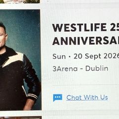 4 x Westlife seated (aisle +3) Sun 20th