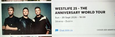 4 x Westlife seated (aisle +3) Sun 20th