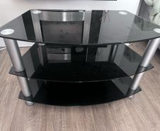 Black glass tv stand