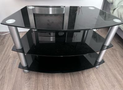 Black glass tv stand