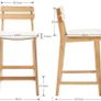 Bar Stools Set of 2 Bar Chairs PU Leather Counter Stools Bistro Stools Made of Wood Kitchen Stools with Backrest for Kitchen Island/Dining Room/Living Room (White) Image 2