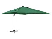 Cantilever Umbrella with Pole and LED Lights Green 300 cm