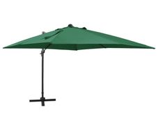 Cantilever Umbrella with Pole and LED Lights Green 300 cm