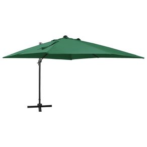 Cantilever Umbrella with Pole and LED Lights Green 300 cm