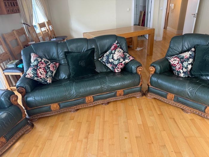 Green leather antique-style suite