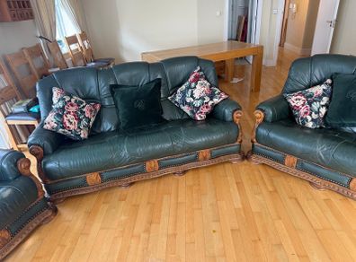 Green leather antique-style suite