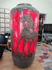 Vintage West German fat lava floor vase