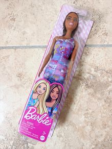 Barbie Doll 2022 Latina Purple Logo Print Dress HGM57 (Asst GBK92) Mattel New