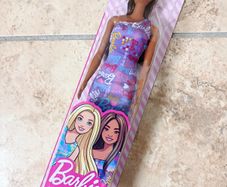 Barbie Doll 2022 Latina Purple Logo Print Dress HGM57 (Asst GBK92) Mattel New