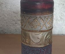 Embossed Tin Metal Vase  Boho Moroccan Style  1ft Tall