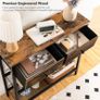 Console Table, Slim Console Table with 2 Non-woven Drawers, Hallway Table with Storage, Slim Sofa Table for Small Spaces, Living Room, Entryway, Kitchen, Rustic Brown and Black Image 3
