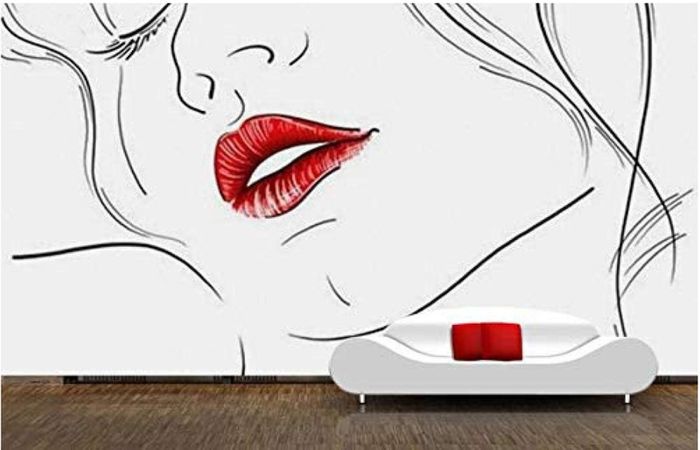 NEW Wallpaper - Line drawing of a beautiful lady with brown lips