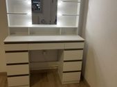 Dressing Table with LED Bulbs Mirror 9 Drawers & Shelves